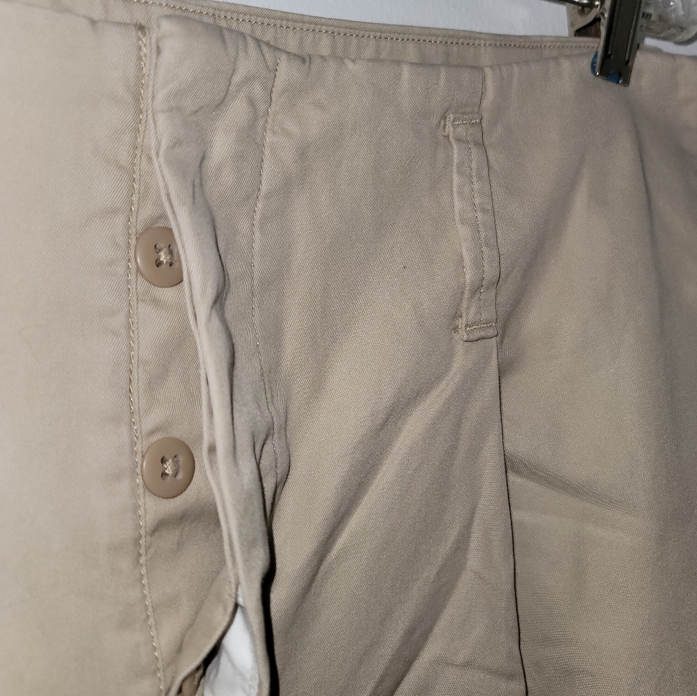 Polo Ralph Lauren Khaki Cotton Button Fly Pleated Cropped Pants Size 12 - Picture 7 of 16